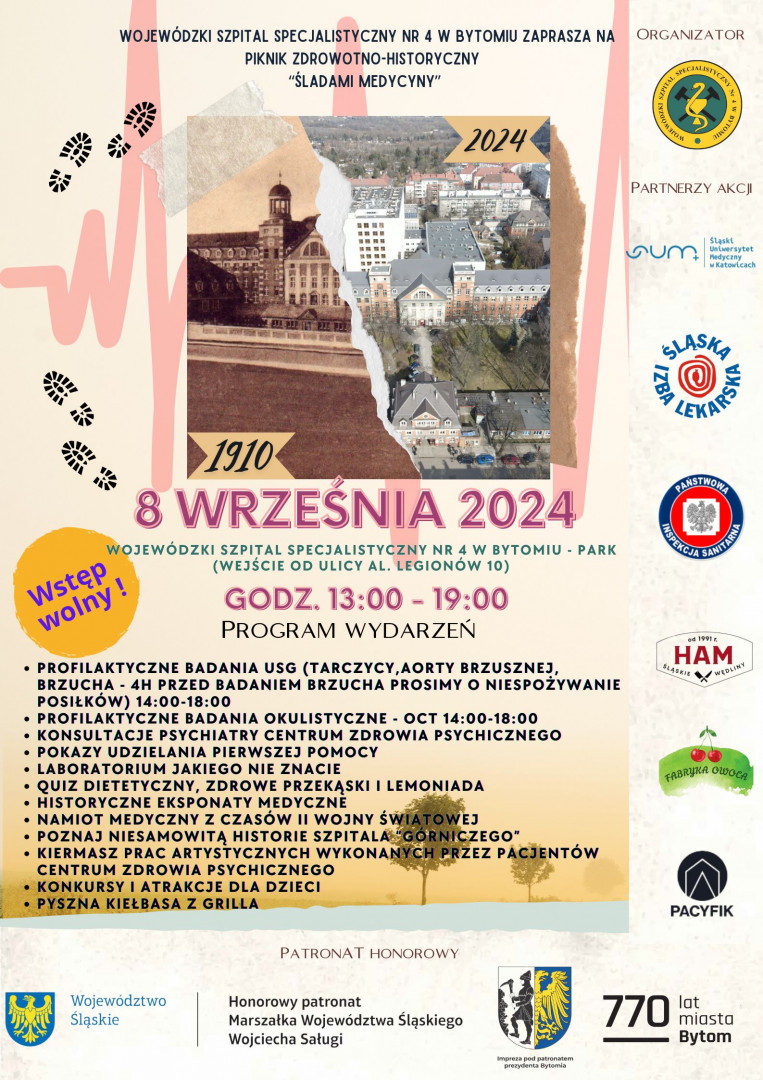 plakat pikniku zdrowotno-historyczny „Śladami Medycyny