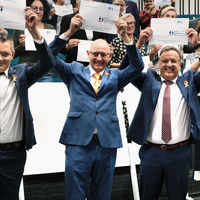 Rektor ds. Klinicznych dr hab. n. med. Damian Czyżewski, prof. SUM, P.O. Rektora ds. Jakości Michał Bedlicki oraz dr hab. n. med. Michał Hawranek