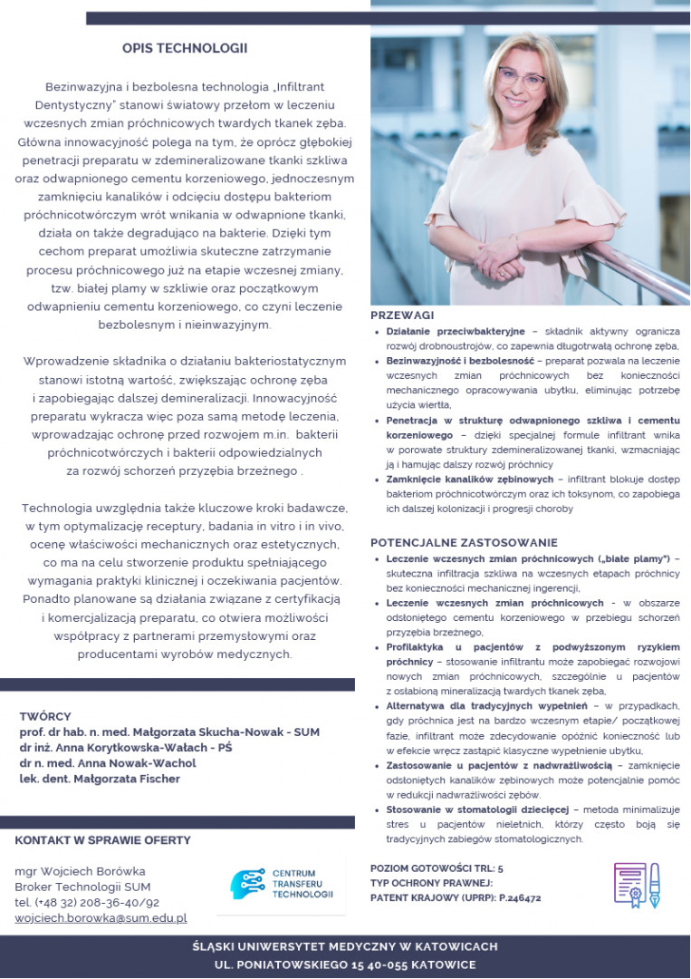 INFILTRANT DENTYSTYCZNY JEDYNA OPATENTOWANA TECHNOLOGIA W POLSCE